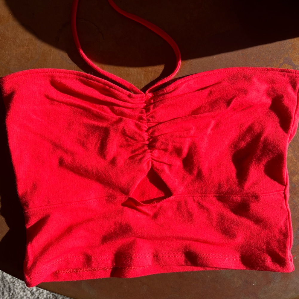 tie neck, tube top, cut out, red brand new hollister top